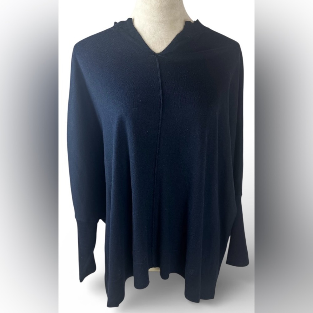 PLANET by Lauren G Navy Oversized Knit Pullover Top Lagenlook Artwear